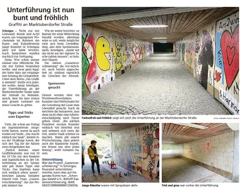 Bunte Kunstwerke in der Unterführung Marktoberdorfer Straße in Schongau